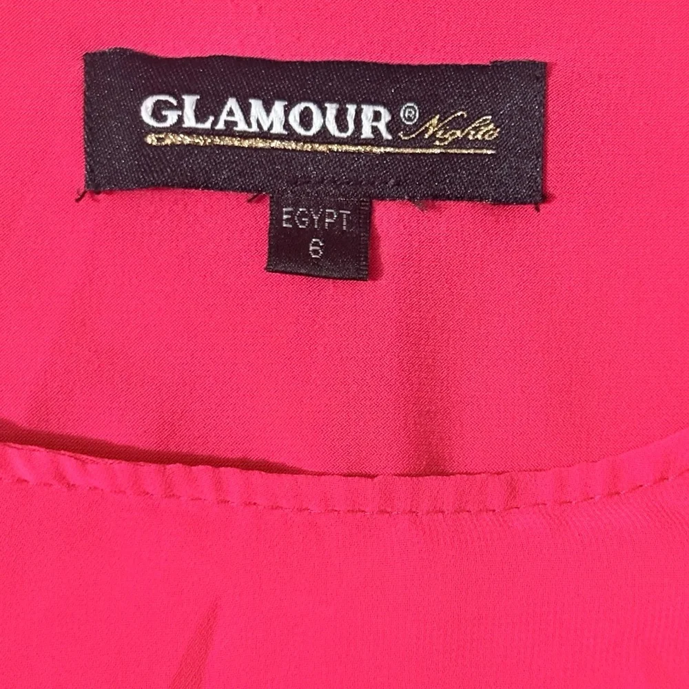Glamour Nights Pink Popover Cape Sheath Dress Size 6 Chiffon Overlay - Picture 3 of 10